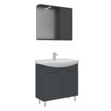Orka Purus 80 Cm Mat Antrasit Spot Aynalı Banyo Dolabı Takım (Ayaklı)