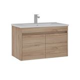 Orka Side 85 Cm Kapaklı Lavabolu Banyo Alt Dolabı Meşe