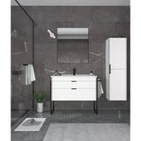 Orka Trio 100 Cm Mdf Çekmeceli Beyaz Ayaklı Banyo Dolabı Takımı Ve Boy Dolabı