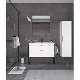 Orka Trio 80 Cm Mdf Çekmeceli Beyaz Ayaklı Banyo Dolabı Takımı Ve Boy Dolabı