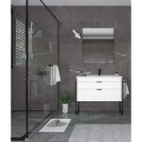 Orka Trio 80 Cm Mdf Çekmeceli Beyaz Ayaklı Banyo Dolabı Takımı