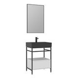 Orka Vegas 60 Cm Banyo Dolabı Takımı Mat Beyaz - Siyah Lavabo