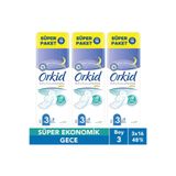 Orkid Extra Hassas Gece ( Boy 3 ) 16 Adet Süper Paket Hijyenik Ped x3