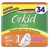 Orkid Maxi Hijyenik Ped Normal (Boy 1) Süper Ekonomik Paket 34 Adet Ped