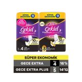 Orkid Platinum Gece Extra (Boy 4) 16 Adet + Gece Extra Plus (Boy 5) 14 Adet Ekonomik Hijyenik Ped