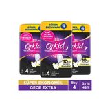 Orkid Platinum Gece Extra (Boy 4) 16 Adet Süper Ekonomik Hijyenik Ped x3