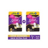 Orkid Platinum Gece Extra Plus (Boy 5) 14 Adet Süper Ekonomik Hijyenik Ped x2