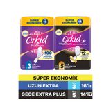 Orkid Platinum Gece Extra Plus (Boy 5) 14 Adet + Uzun Extra (Boy 3) 16 Adet Ekonomik Hijyenik Ped