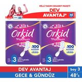 Orkid Platinum Gece&Gündüz 48'li Cesaret Paketi Dev Avantaj Hijyenik Ped (Boy 3)