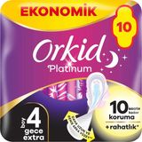 Orkid Platinum Hijyenik Ped Ekonomik Paket Gece Extra (Boy 4) 10 Adet Ped