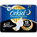 Orkid Ultra Gece Extra Plus 5li Gece Kullanım için 12 Saate Kadar Koruma Sağlayan Pedler
