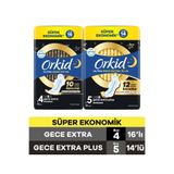 Orkid Ultra Gece Extra Plus (Boy 5) 14 Adet + Gece Extra (Boy 4) 16 Adet Ekonomik Hijyenik Ped