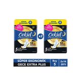 Orkid Ultra Gece Extra Plus (Boy 5) 14 Adet Süper Ekonomik Hijyenik Ped x2