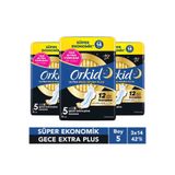 Orkid Ultra Gece Extra Plus (Boy 5) 14 Adet Süper Ekonomik Hijyenik Ped x3