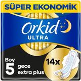 Orkid Ultra Gece Extra Plus (Boy 5) Kanatlı Hijyenik Ped 14'lü - [d]