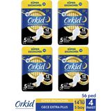 Orkid Ultra Gece Hijyenik Ped Extra Plus 5 Boy 14 Adet x 4 Paket - Süper Ekonomik, Gün Boyu Konfor ve Sızıntı Önleyici Teknoloji ile