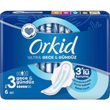 Orkid Ultra Gece ve Gündüz Hijyenik Ped 6'lı Paket 3 mm İnce Güvenli Koruma Sunar - 6 Adet