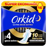 Orkid Ultra Hijyenik Ped Gece Ekstra (Boy 4) Süper Ekonomik Paket 16 Adet Ped