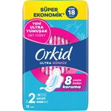Orkid Ultra Hijyenik Ped Süper Paket Uzun (Boy 2) 18 Ped 8 Saat Koruma ve Ultra Yumuşak Üst Yüzey