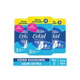 Orkid Ultra Uzun Extra (Boy 3) 16 Adet Süper Ekonomik Hijyenik Ped x3