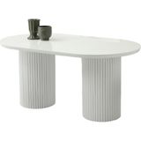 Orkide Kar Beyaz Renk Highgloss Lora Beyaz Ahşap Ayak Sabit 160X90 Masa - 160 X 90