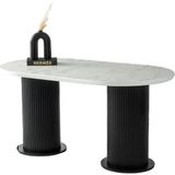 Orkide Marmo Renk Highgloss Mebran Siyah Ayak Sabit 160X90 Masa - Ahşap Desenli - 160 X 90