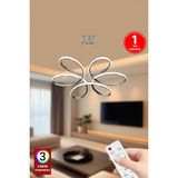 Orkide Medium 3 Renk Kumandalı LED Avize Gümüş Salon Avize Salon Avize Oturma Odası Avize - 1 - Ahşap