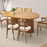 Orkide Oval Yemek Masasi Takimi Gazel Sandalye Natural (1 Masa 6 Sandalye)