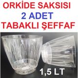 Orkide Saksısı 2 Adet 1,5 Lt Tabaklı Orkide Saksısı Şeffaf Saksı (345162694)