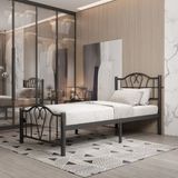 Orkide Tek Kişilik Ferforje Metal Karyola - Siyah - 120 x 200 cm