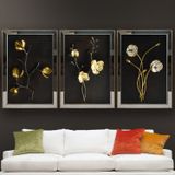 Orkideler Temalı Aynalı Çerçeveli 3 lü Kanvas Tablo Seti 150x70 cm SETS0228
