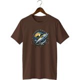 Orkinos Balık Baskılı Unisex Tişört Fishing Deniz Balıkçılığı Temalı Bisiklet Yaka T-Shirt - Siyah - XL