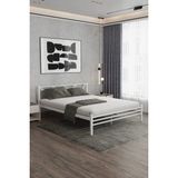 Orlantha Çift Kişilik Metal Karyola, Çift Kişilik Ferforje Karyola Ortopedik Destekli 160X200CM - Beyaz - 160 x 200 cm