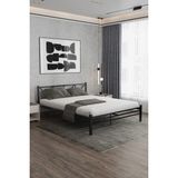 Orlantha Çift Kişilik Metal Karyola, Çift Kişilik Ferforje Karyola Ortopedik Destekli 160X200CM - Siyah - 160 x 200 cm