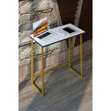 Orlantha Çok Amaçlı Çalışma Masası Bilgisayar Masası Çizim Masası Ofis Masası Beyaz Tabla Gold Ayak - 40 x 80 cm - Beyaz - Altın