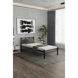 Orlantha Tek Kişilik Metal Karyola, Tek Kişilik Ferforje Karyola Ortopedik Destekli 90X200 - Siyah - 90 x 200 cm