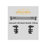 Orlenda Ahşap Başlıklı Alminyum Boru Rustik Perde Askısı Çift Raylı 150 Cm