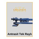 Orlenda Antrasit Tek Raylı Ahşap Rustik Perde Askısı 140 Cm - Rustik Borusu
