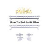 Orlenda Beyaz Ahşap Başlıklı Alminyum Boru Rustik Perde Askısı Tek Raylı 250cm
