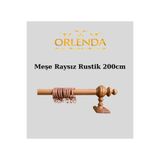 Orlenda Meşe Ahşap Başlıklı Alminyum Boru Rustik Perde Askısı Raysız 200 Cm
