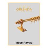 Orlenda Meşe Ahşap Başlıklı Alminyum Boru Rustik Perde Askısı Raysız 225 Cm