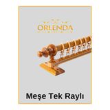 Orlenda Meşe Ahşap Başlıklı Alminyum Boru Rustik Perde Askısı Tek Raylı 175 cm