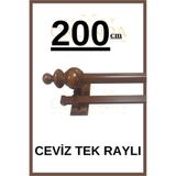Orlenda Rustik Perde - Rustik Perde Askısı Tek Raylı - Ahşap Başlıklı Alminyum Boru Rustik Perde Askısı