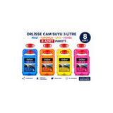 orlisse beauty cosmetic Orlisse 3 L Cam Suyu 8 Adet – 4 Farklı Renk Seçeneği, Ferah Kokulu, İz Bırakmayan Oto Cam Temizleme