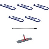 Orlon Mavi Statik Toz Mop Takımı 50 cm- 5 Adet Mop + Mop Tutucu + Sap