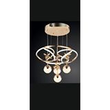 ORM Kollu Helezon 4 Kristal Toplu Led Avize Altın