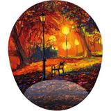 Orman Sokak Lambası ve Yalnız Bank - Bilek Destekli Tasarım Mousepad 20X23 cm