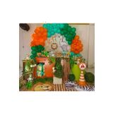 Orman Temalı Parti Balon Konsept Zincir Pastel Turuncu Pastel Mint Yeşili Pastel Koyu Yeşil 100 adet