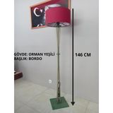 ORMAN YEŞİLİ AHŞAP AYAKLI LAMBADER-KÖŞE LAMBASI-BORDO BAŞLIK | Ahşap Malzeme, İç Mekan