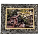 Ormandaki Kulübe Adlı İran Tebriz Halı Tablo 95x75cm - Duvar Halı Kilim Tablo